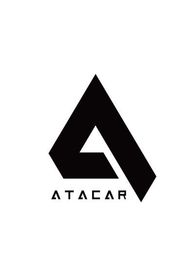 Black geometric logo with 'Atacar' text on a white background